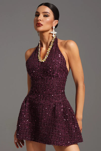 Lokama Kolsuz Elmas Payet Mini Elbise