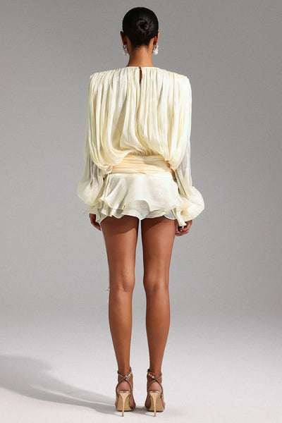 Dekia Uzun Kollu Hollow Out Volanlı Mini Elbise