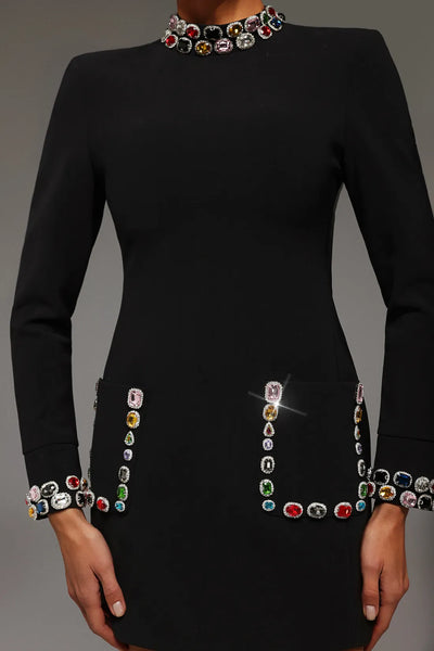 Rode Uzun Kollu Elmas Bandaj Mini Elbise