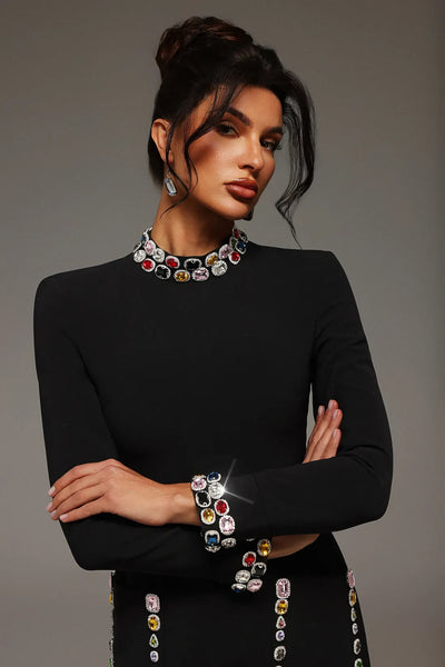 Rode Uzun Kollu Elmas Bandaj Mini Elbise