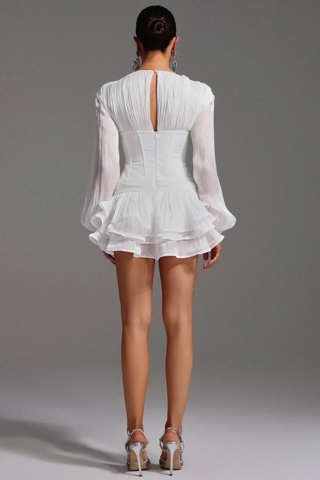 Gerasa Çiçekli Volanlı Mini Elbise