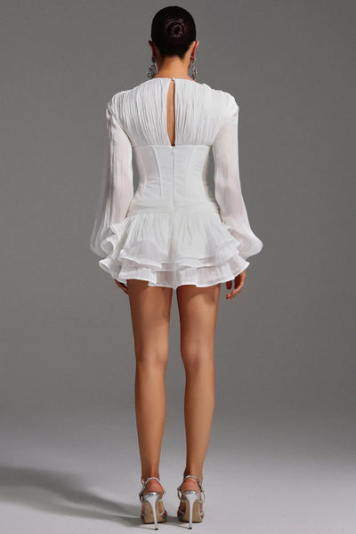 Gerasa Çiçekli Volanlı Mini Elbise