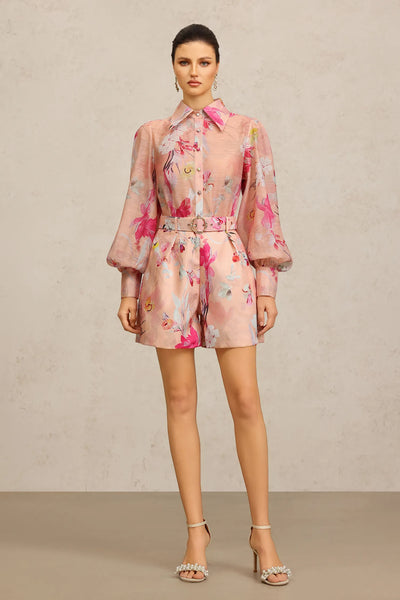 Jodinin Uzun Kollu Çiçek Baskılı Üst ve Şort İki Parçalı Takım