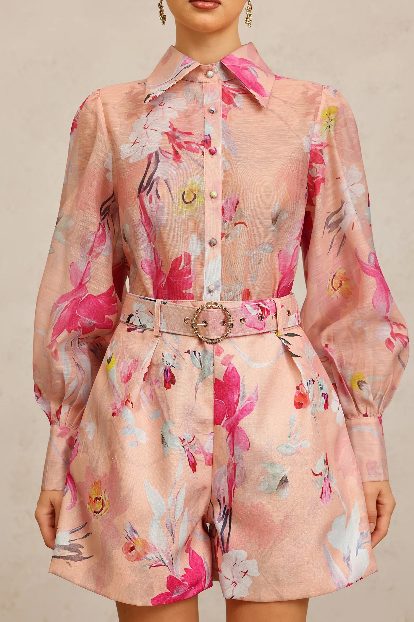 Jodinin Uzun Kollu Çiçek Baskılı Üst ve Şort İki Parçalı Takım