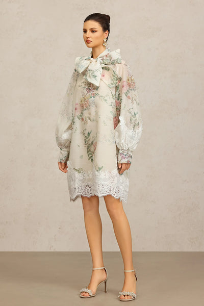 Sareka Uzun Kollu Dantel Uzun Elbise