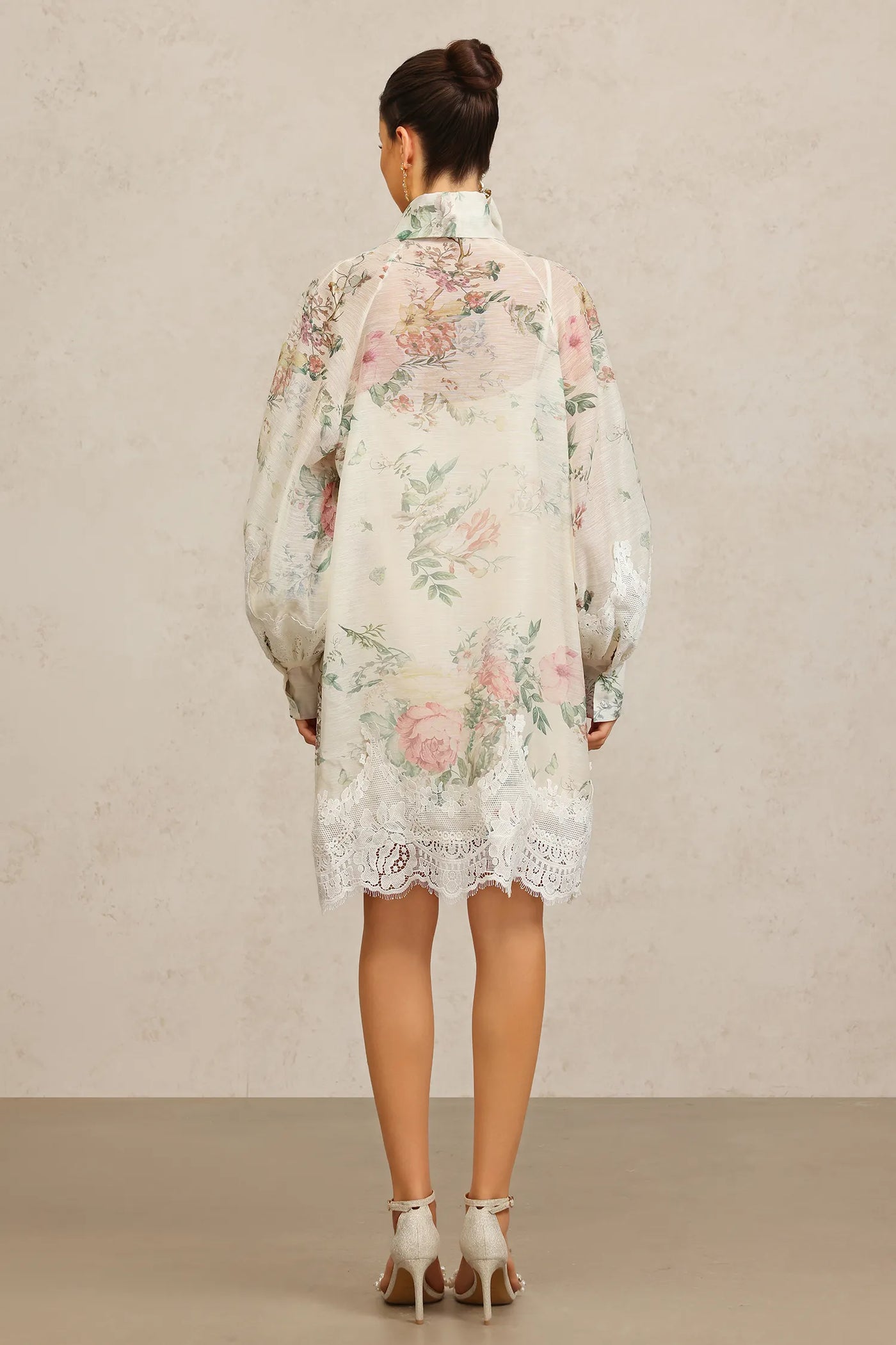 Sareka Uzun Kollu Dantel Uzun Elbise