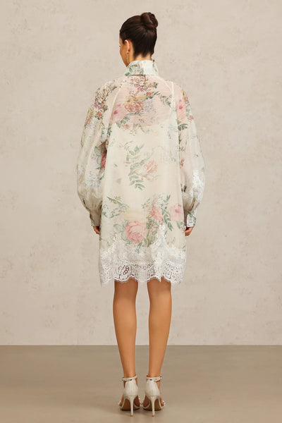 Sareka Uzun Kollu Dantel Uzun Elbise