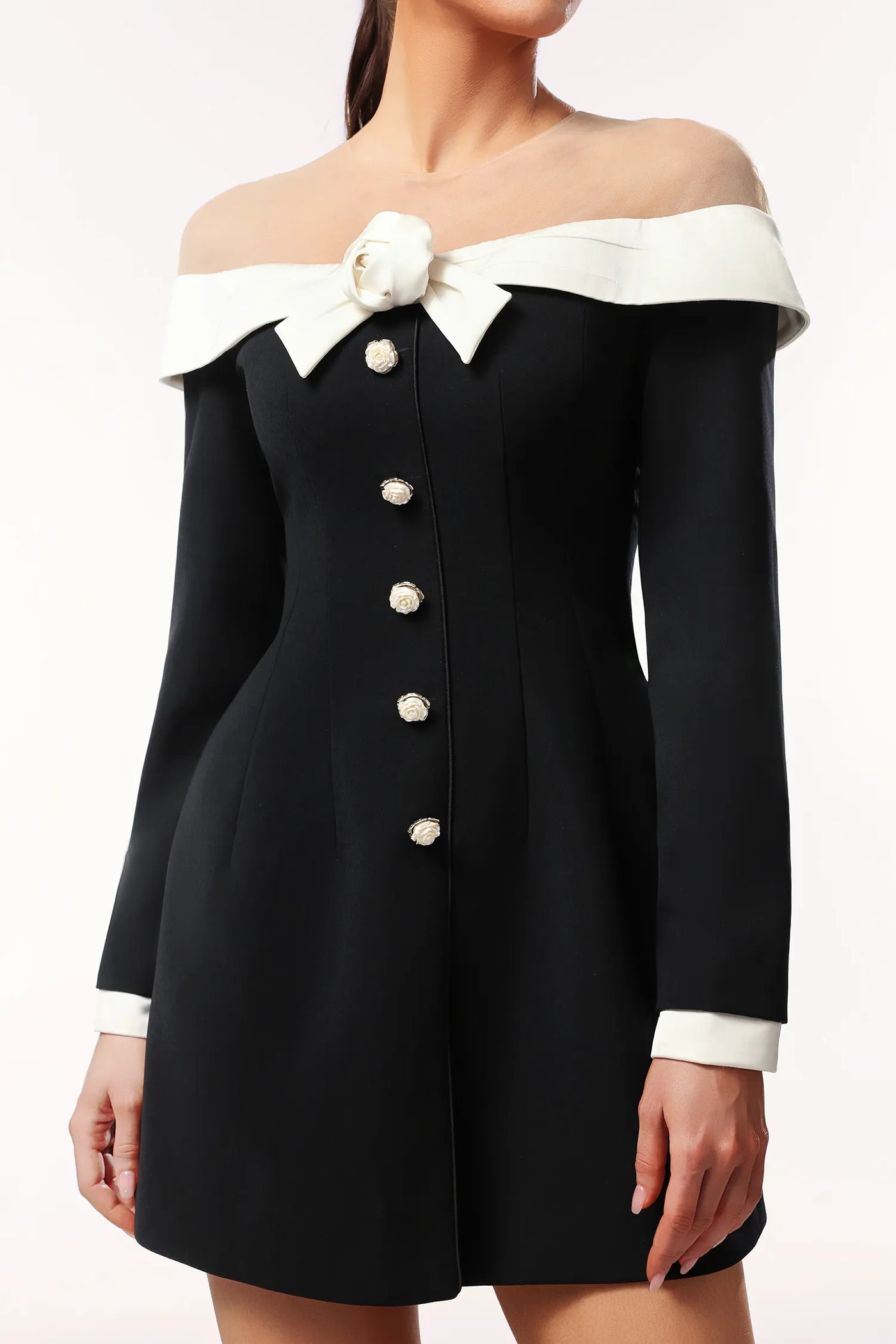 Inez Uzun Kollu Çiçekli Mini Elbise