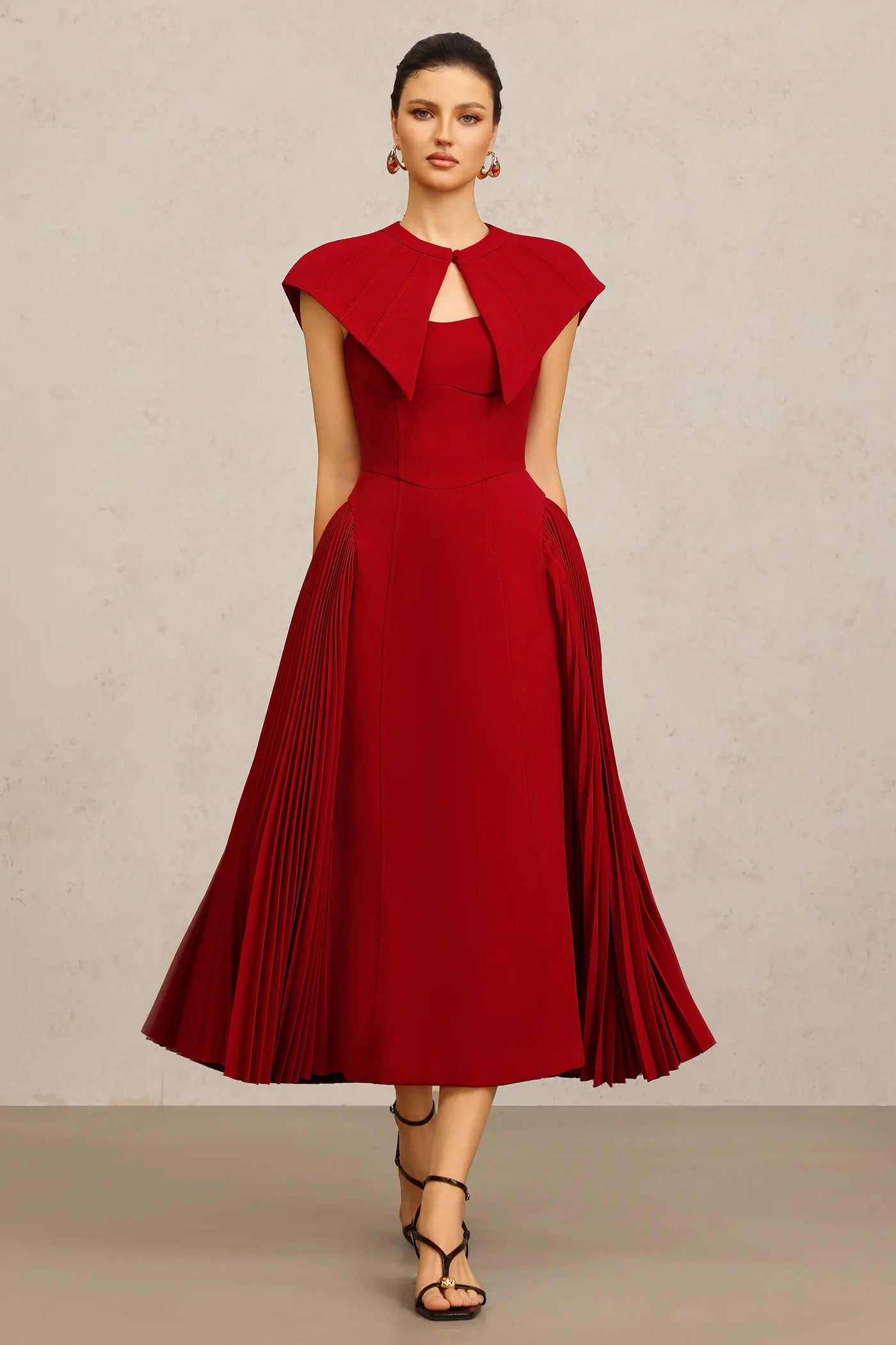 Verna Halter Kıvrımlı Uzun Elbise