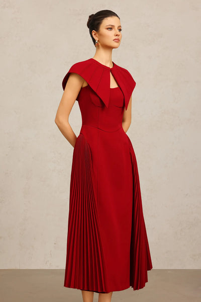 Verna Halter Kıvrımlı Uzun Elbise