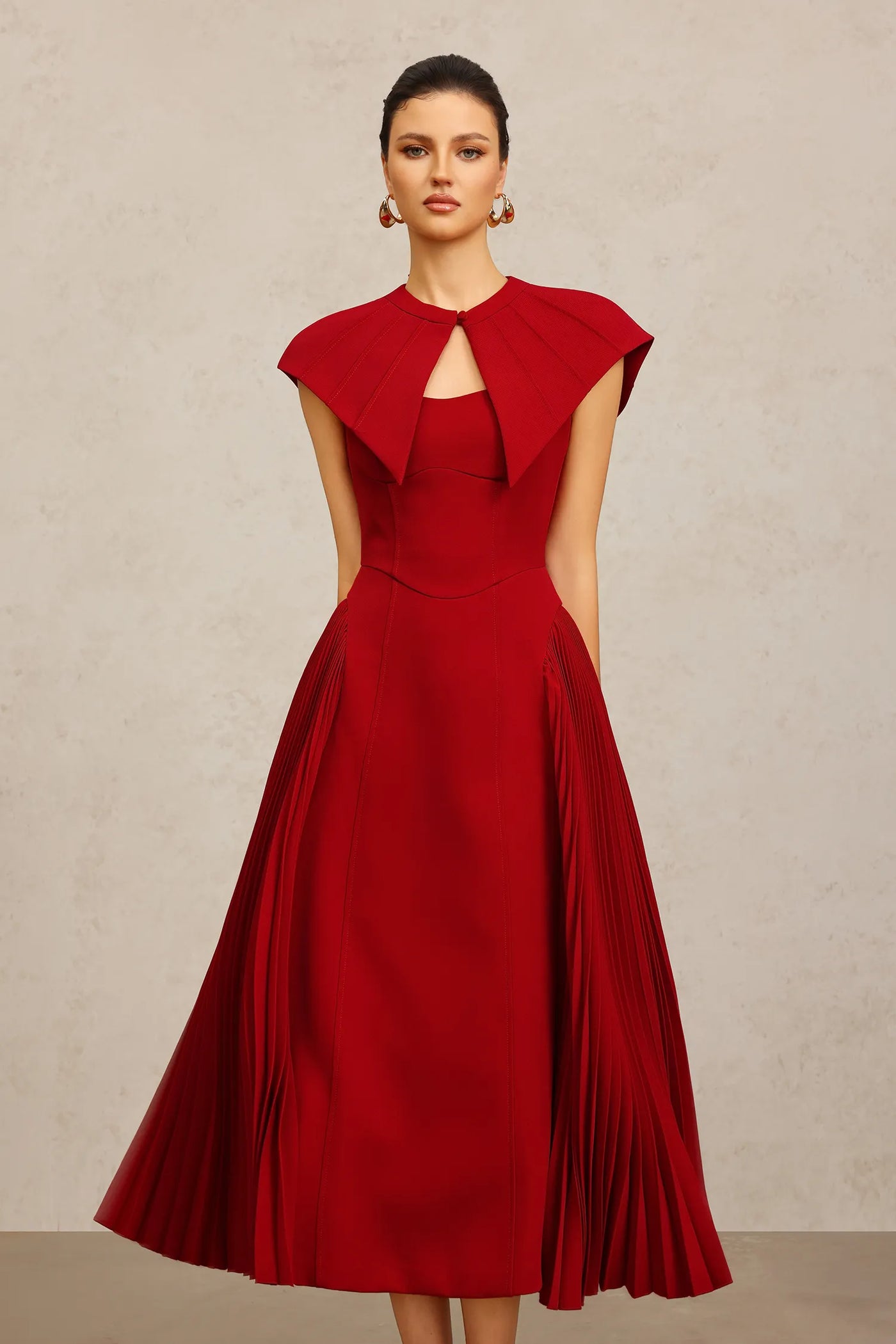 Verna Halter Kıvrımlı Uzun Elbise