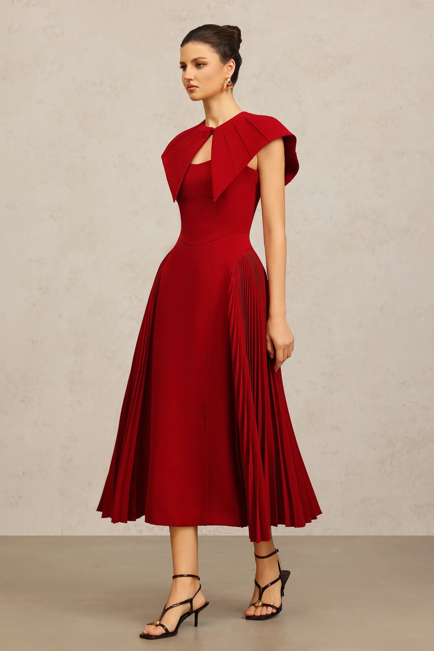 Verna Halter Kıvrımlı Uzun Elbise