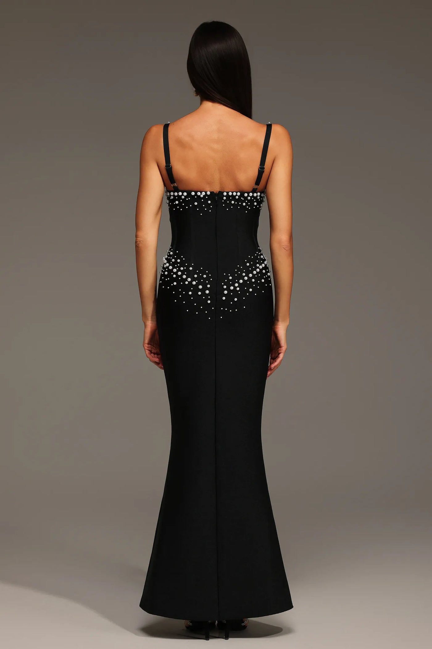 Myla Kolsuz V Yaka Elmas İnci Bandaj Uzun Elbise