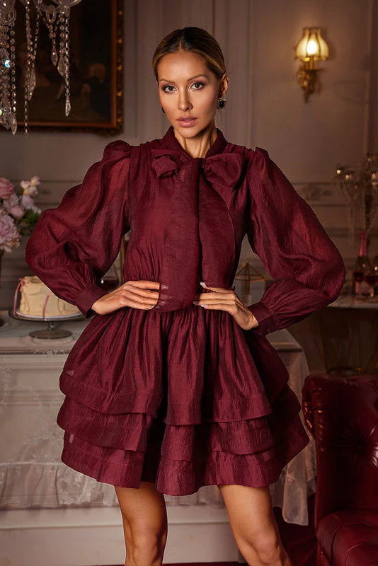 Eairein Fiyonklu Volanlı Mini Elbise