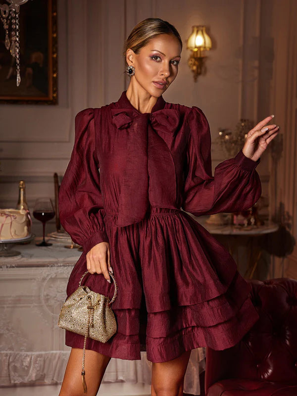 Eairein Fiyonklu Volanlı Mini Elbise