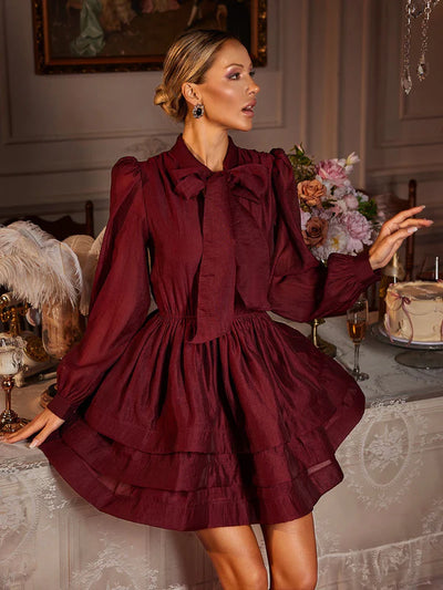 Eairein Fiyonklu Volanlı Mini Elbise