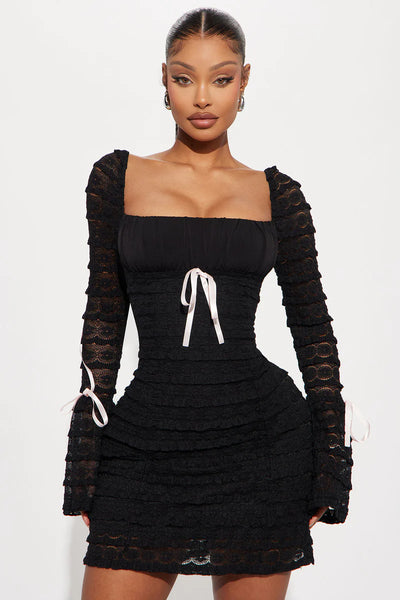 Espresso Dantel Mini Elbise