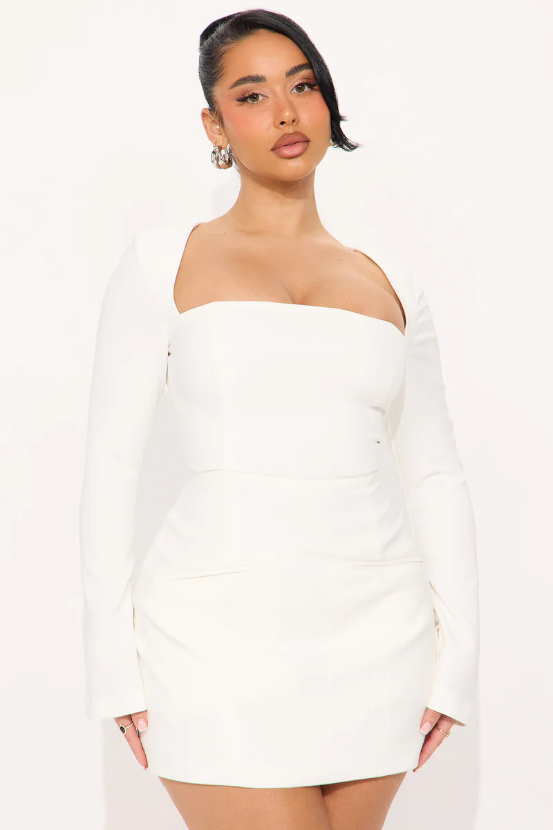 Blaire Kare Yaka Mini Elbise