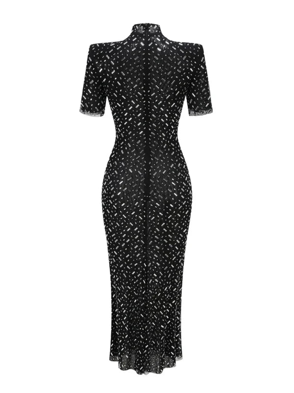 Osric Kısa Kollu Elmas File Elbise