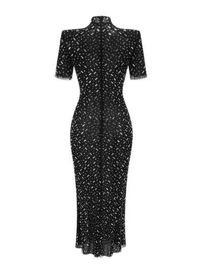 Osric Kısa Kollu Elmas File Elbise