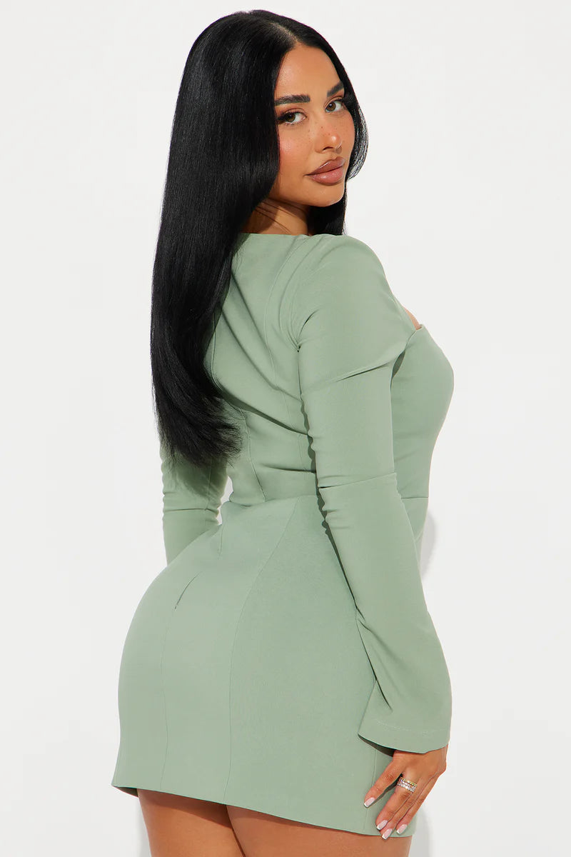 Blaire Kare Yaka Mini Elbise