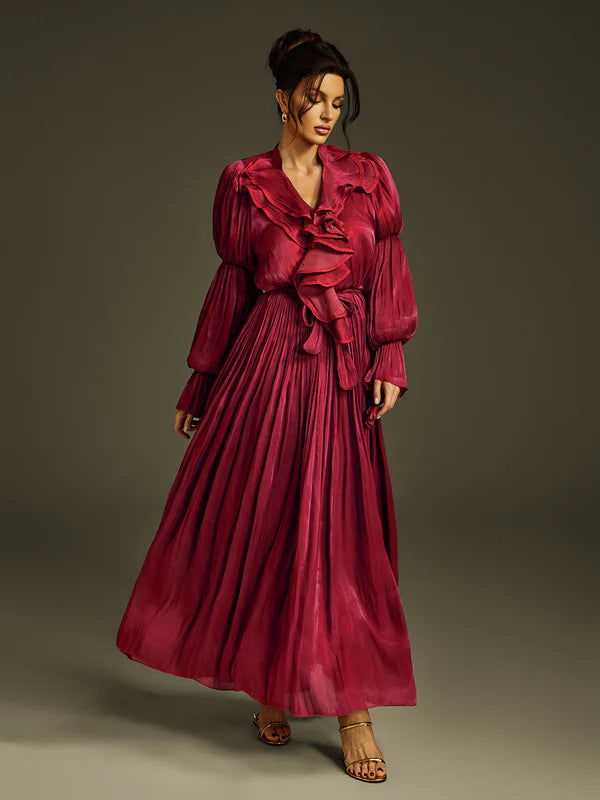 Nereus Fırfırlı Uzun Elbise