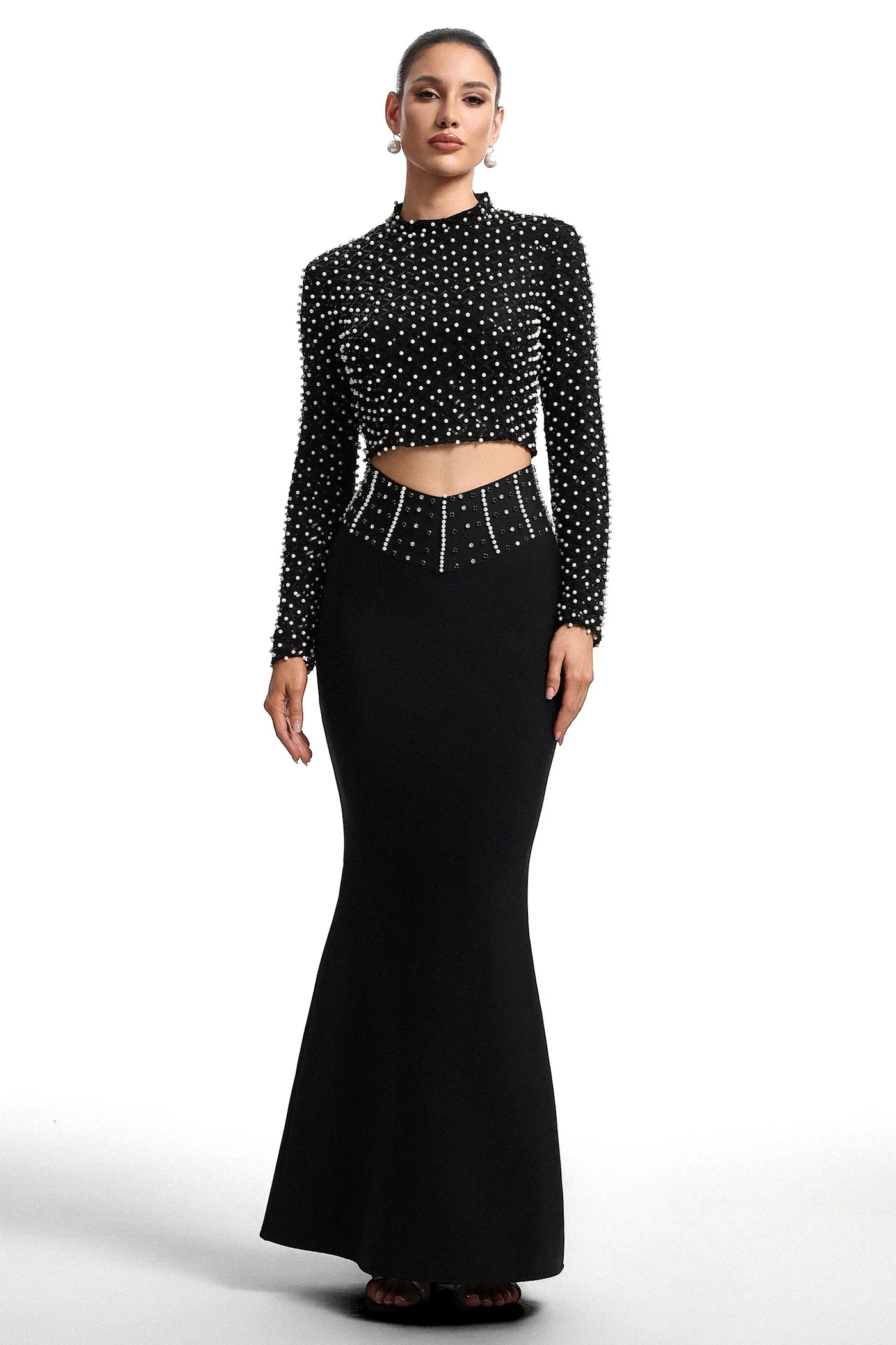 Lesa Uzun Kollu Taşlı İki Parçalı Takım