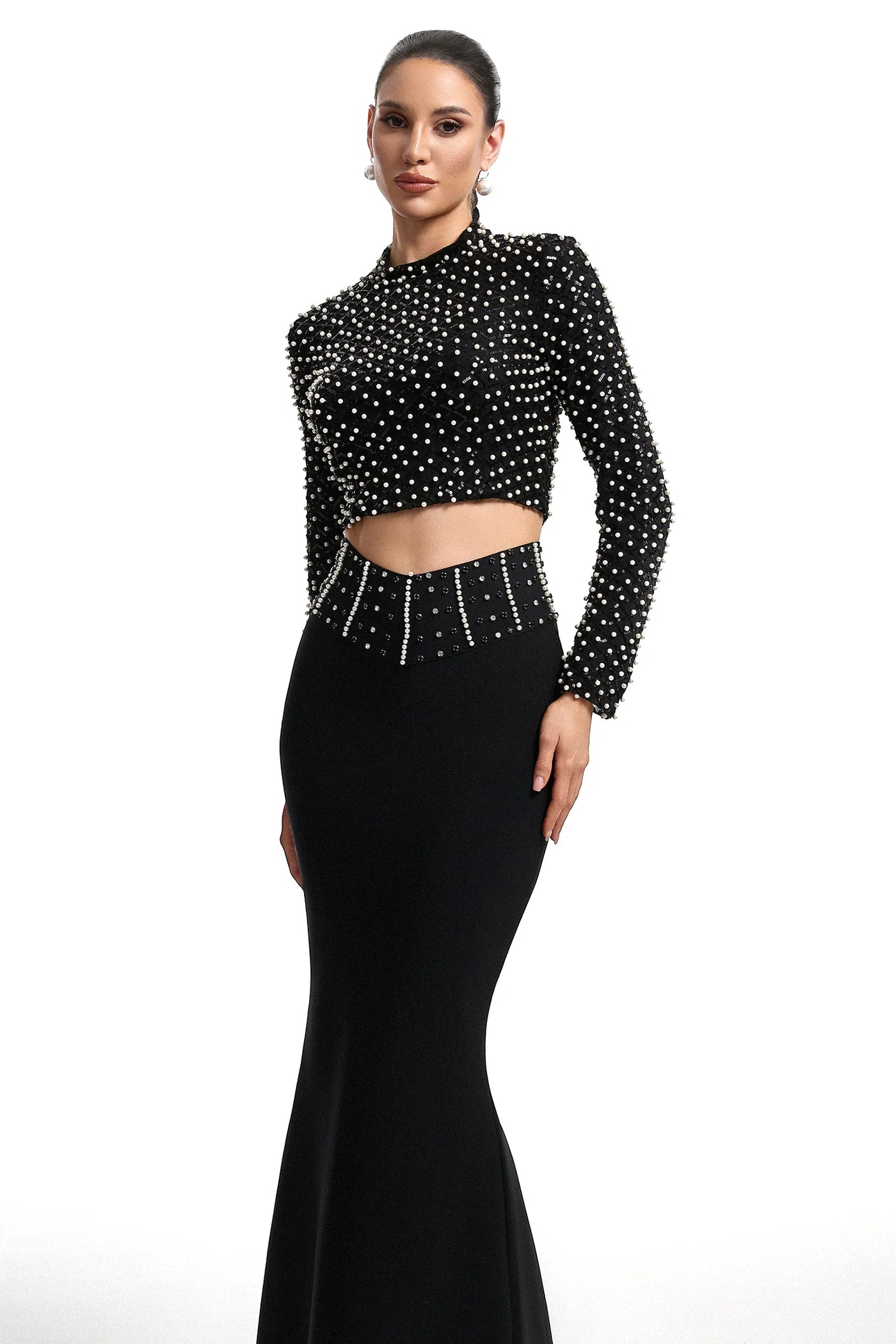 Lesa Uzun Kollu Taşlı İki Parçalı Takım