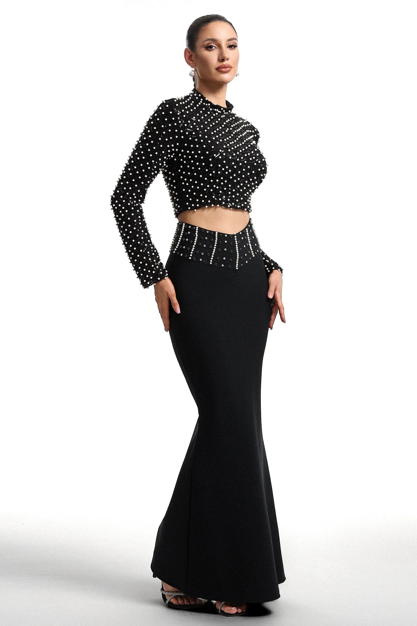 Lesa Uzun Kollu Taşlı İki Parçalı Takım