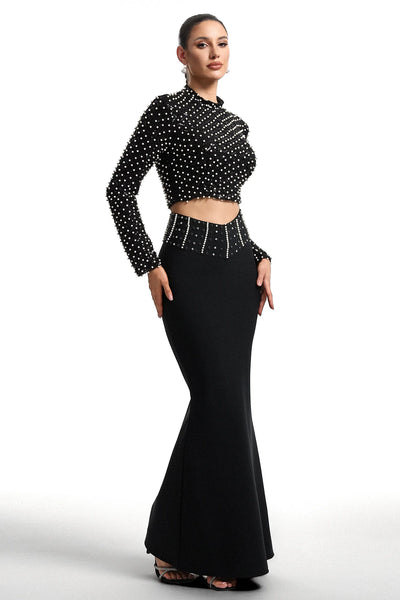 Lesa Uzun Kollu Taşlı İki Parçalı Takım