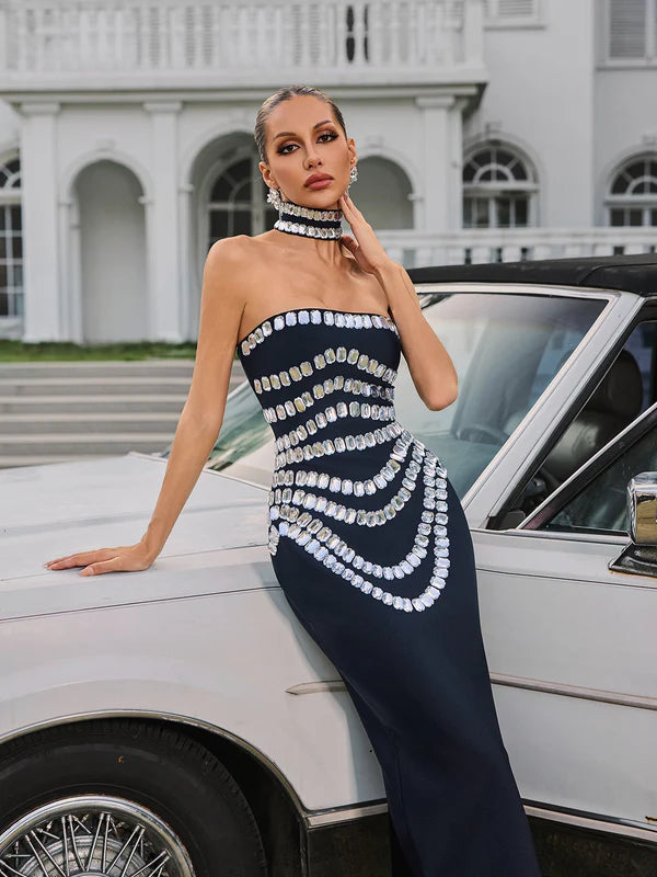 Vaelith Kristal Bandajlı Uzun Elbise