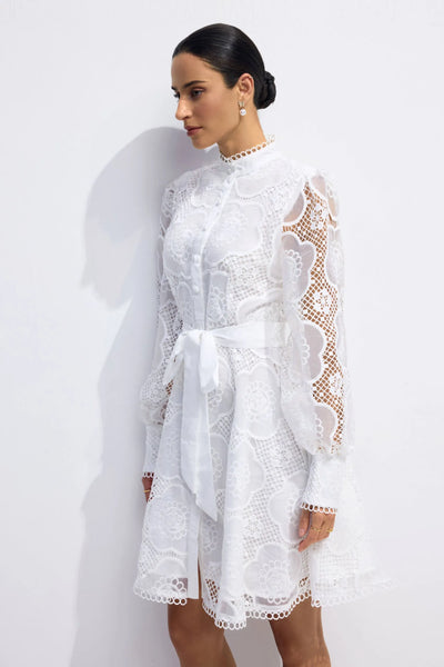 Helena Çiçekli Dantel Kol Mini Elbise