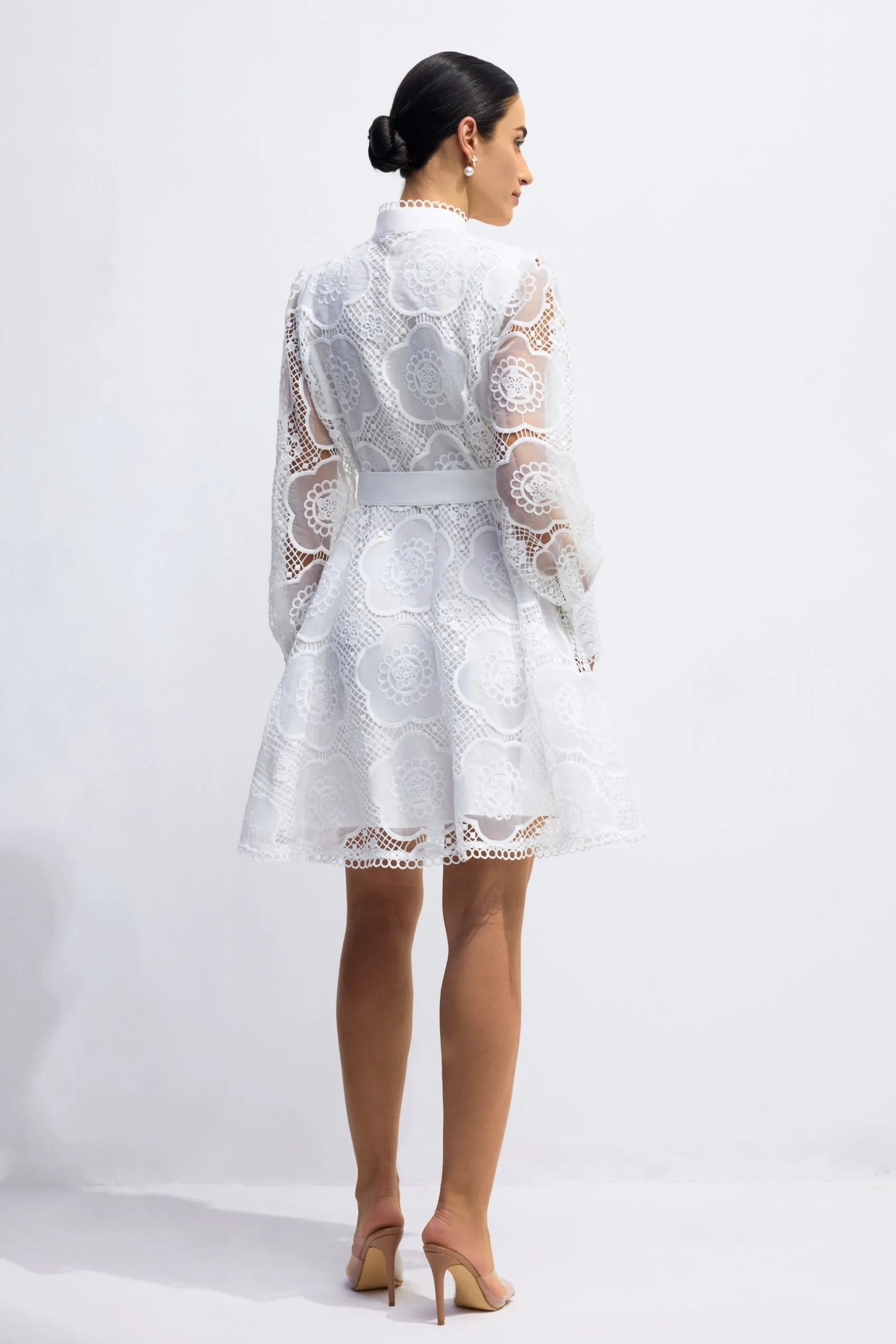 Helena Çiçekli Dantel Kol Mini Elbise