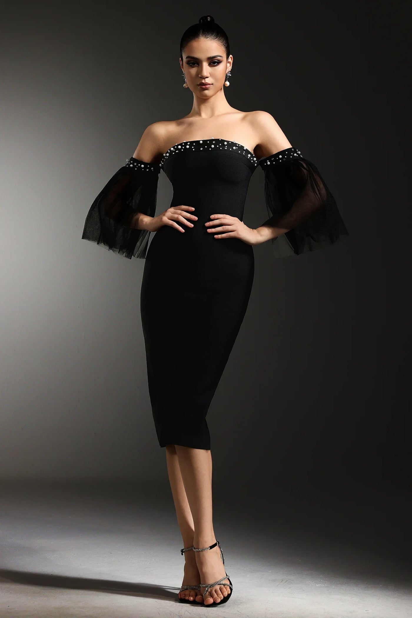 Fayie İnci Bandaj Midi Elbise