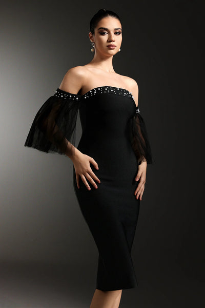 Fayie İnci Bandaj Midi Elbise