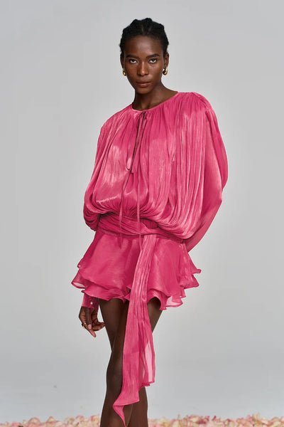 Dekia Uzun Kollu Hollow Out Volanlı Mini Elbise