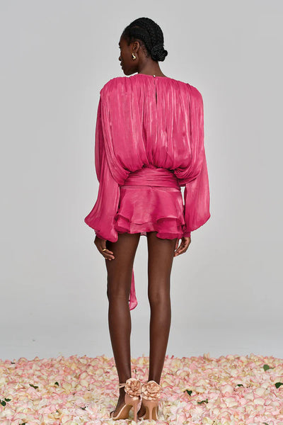 Dekia Uzun Kollu Hollow Out Volanlı Mini Elbise