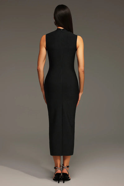 Lousia Kolsuz Yuvarlak Yaka Elmas Bandaj Uzun Elbise