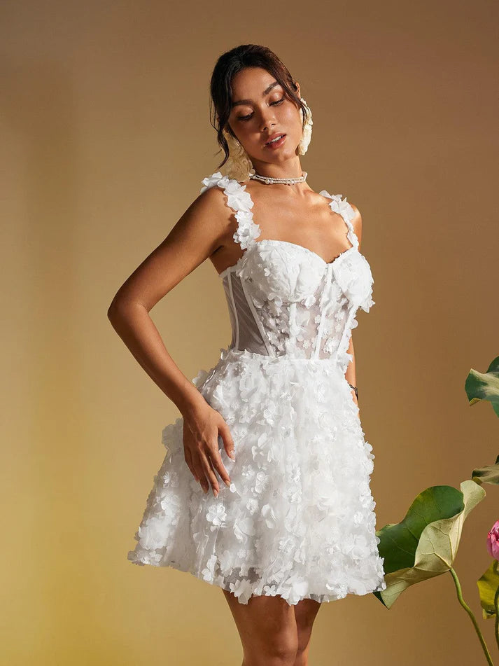 Lali Kolsuz Çiçekli Mini Elbise