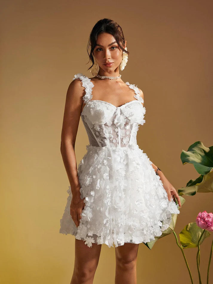 Lali Kolsuz Çiçekli Mini Elbise