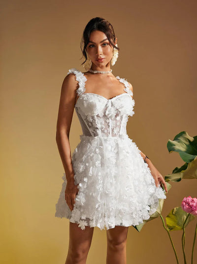 Lali Kolsuz Çiçekli Mini Elbise