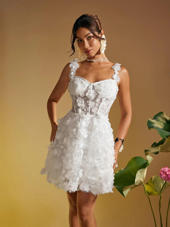 Lali Kolsuz Çiçekli Mini Elbise