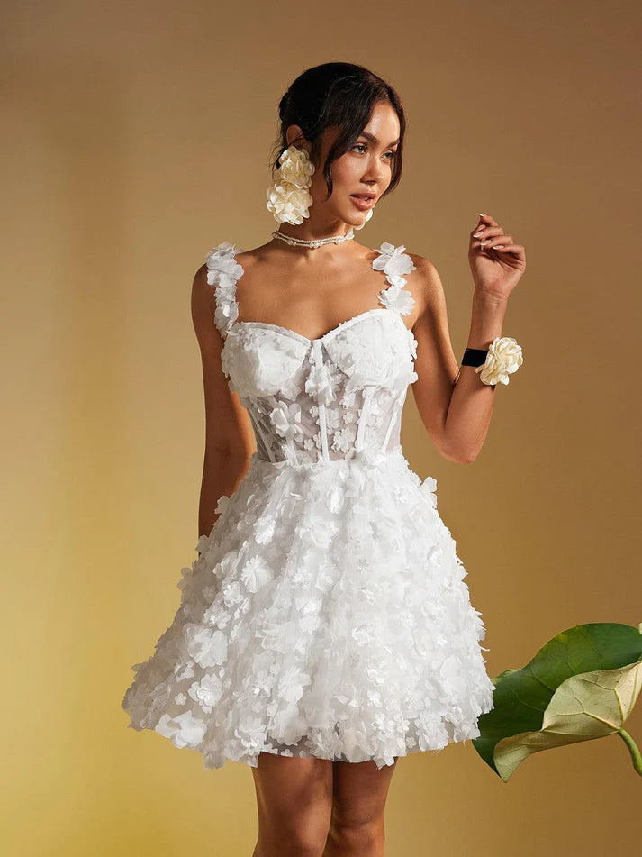 Lali Kolsuz Çiçekli Mini Elbise