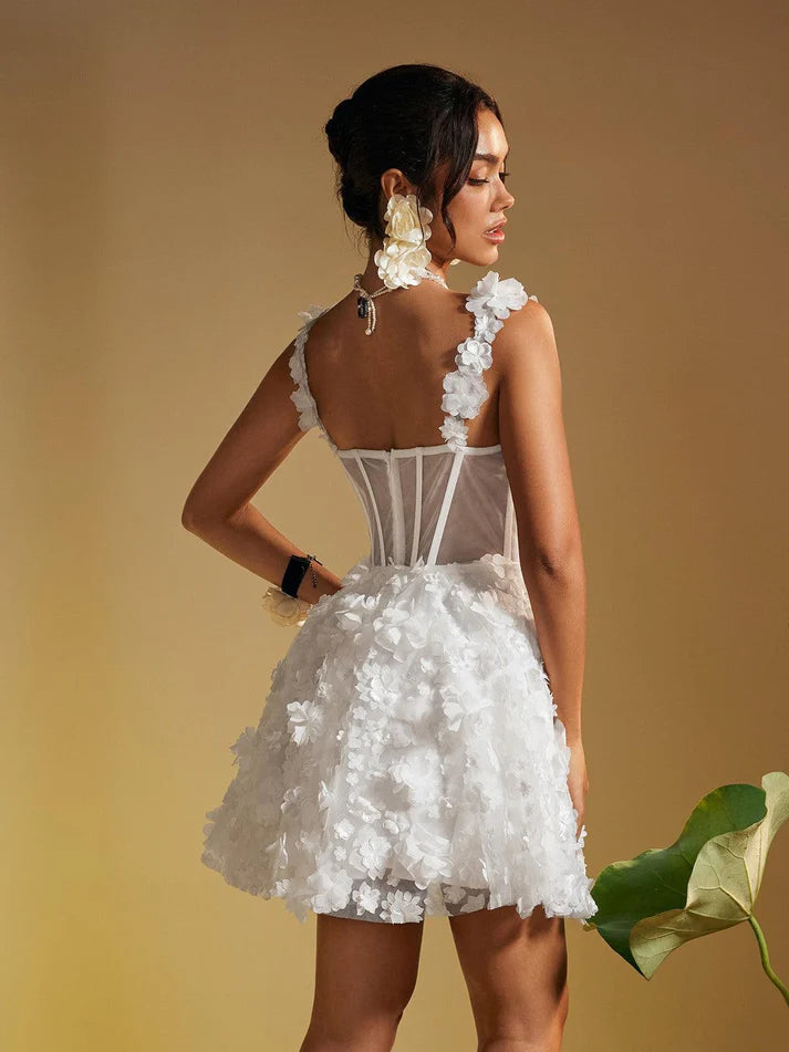 Lali Kolsuz Çiçekli Mini Elbise