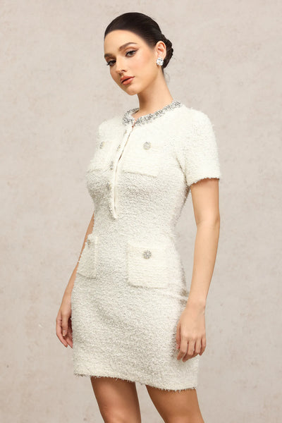 Sibyl Yuvarlak Yaka Elmas Mini Elbise