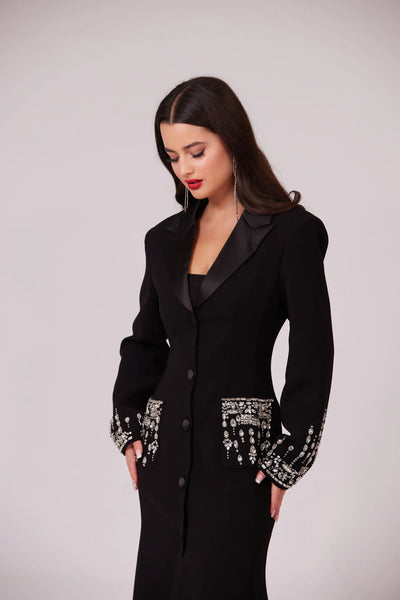 Premıum Taşlı Blazer Elbise