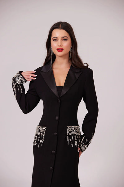 Premıum Taşlı Blazer Elbise