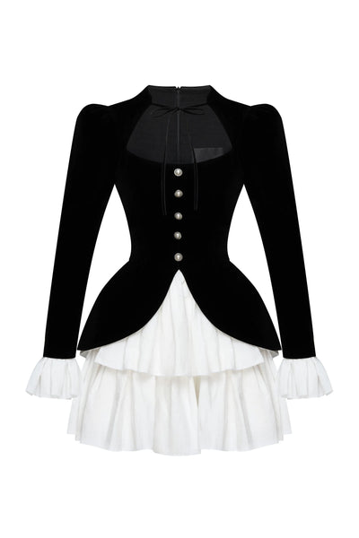 Eveline Kadife Kare Yaka Mini Elbise