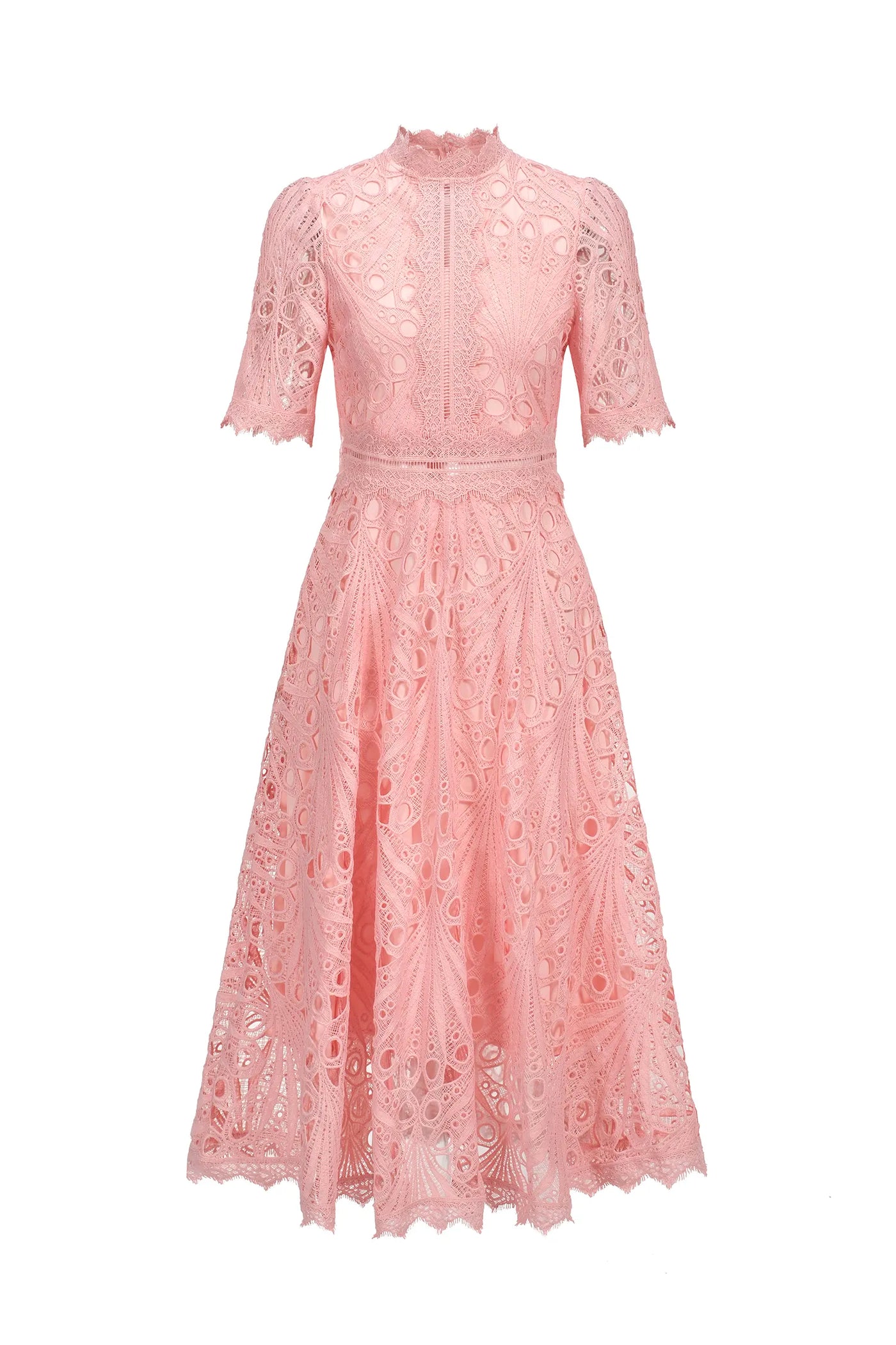 Lzada Kısa Kollu Dantelli Midi Elbise