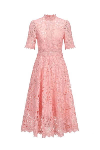 Lzada Kısa Kollu Dantelli Midi Elbise